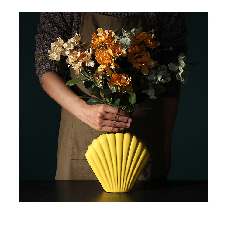 Shell Floral Ceramic Vase
