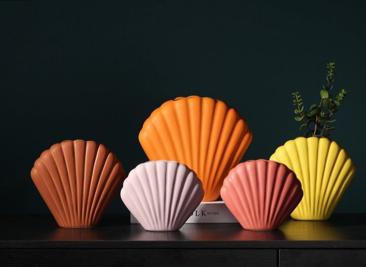 Shell Floral Ceramic Vase