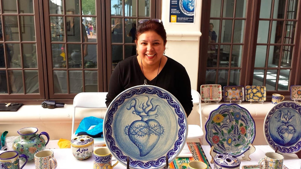 Talavera-Style Ceramic Ornaments (Pair) - Flower Cheer