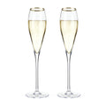 Gold-Rimmed Crystal Champagne Flutes Set of 2