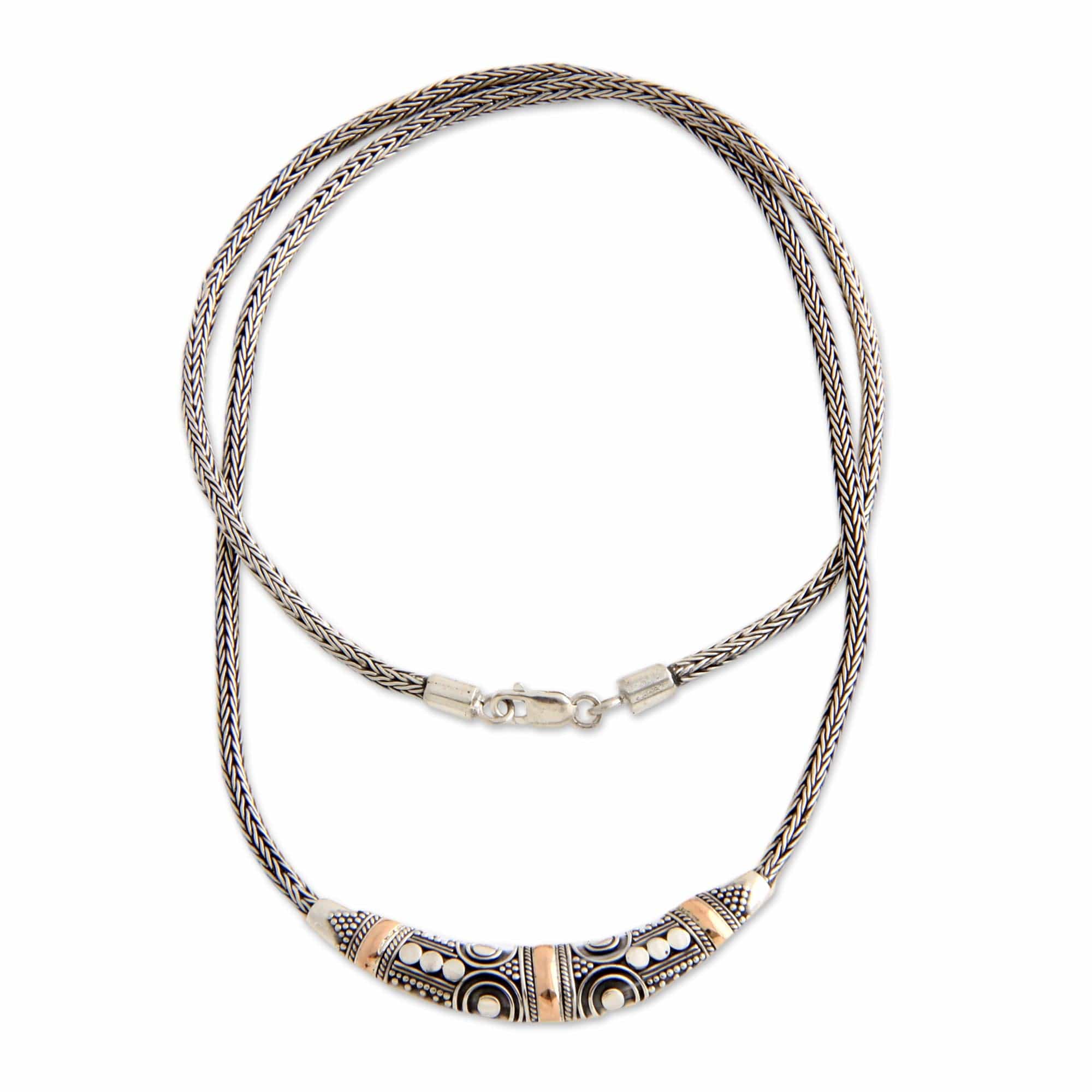 Sterling Silver and 18k Gold Accent Naga Necklace - Celuk Celebration