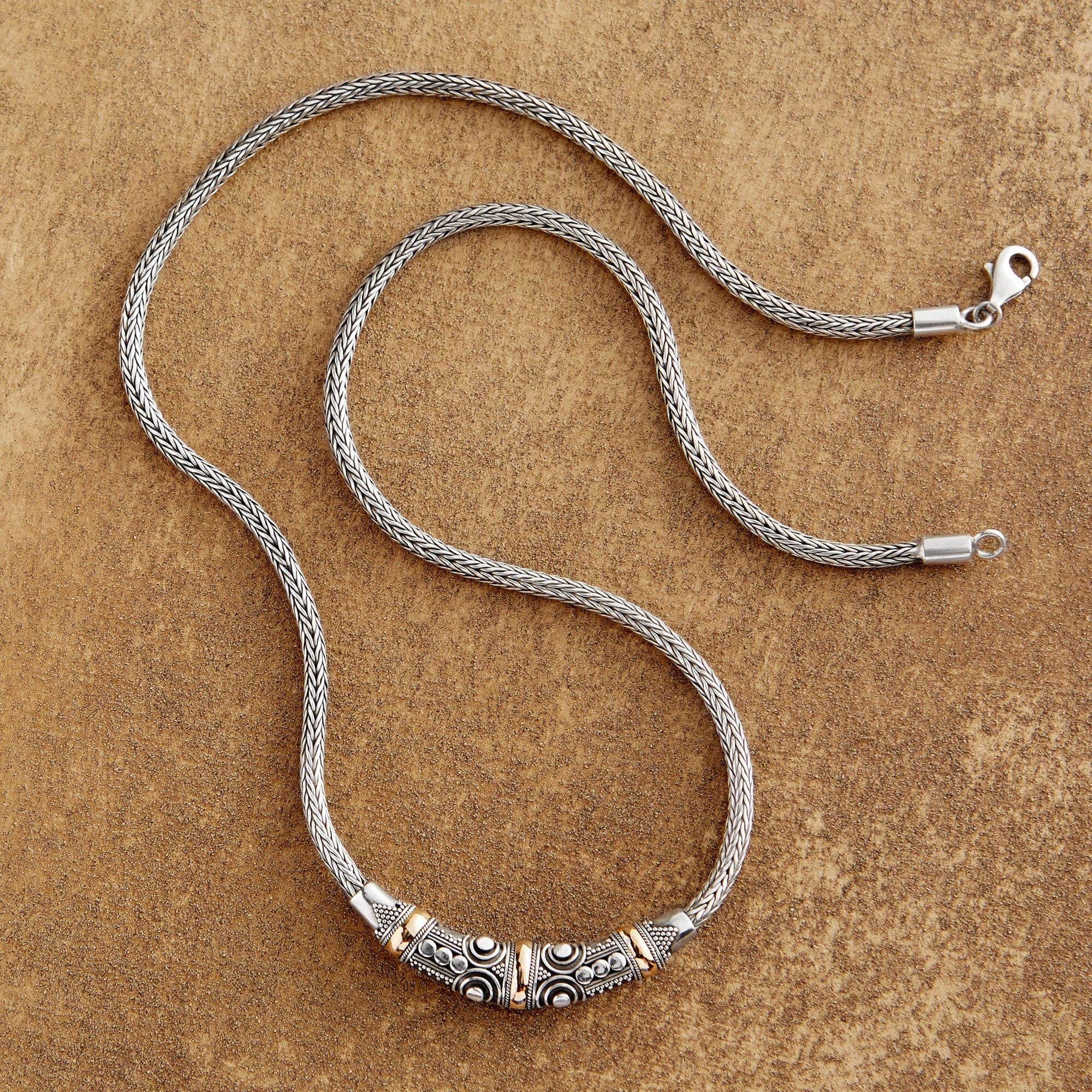 Sterling Silver and 18k Gold Accent Naga Necklace - Celuk Celebration