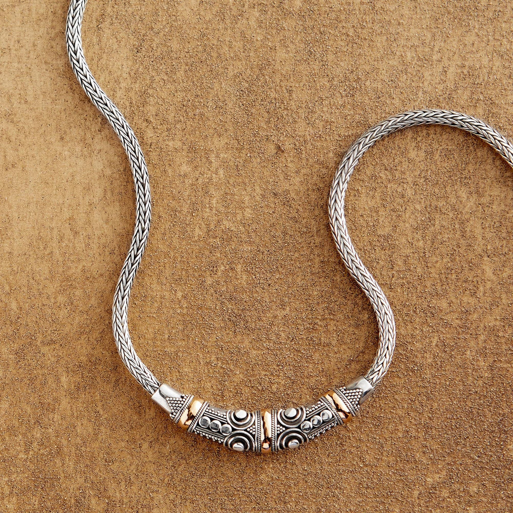 Sterling Silver and 18k Gold Accent Naga Necklace - Celuk Celebration