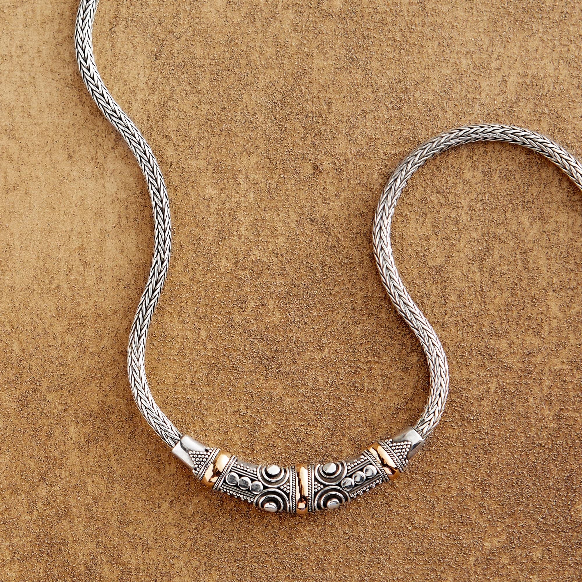 Sterling Silver and 18k Gold Accent Naga Necklace - Celuk Celebration