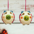 Hand-Painted Ceramic Pig Ornaments from Mexico (Pair) - Holiday Pigs
