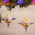 Ceramic Piñata Ornaments with Striped Points (Pair) - Delightful Piñatas