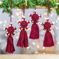 Set of 4 Handcrafted Cotton Star Ornaments in Mulberry Hue - Mulberry Constellation