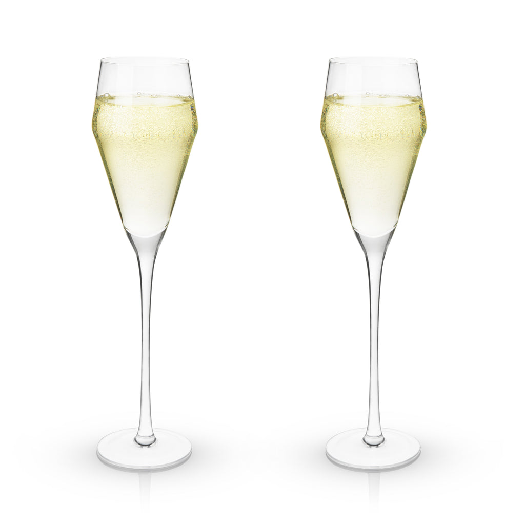 Raye Angled Crystal Prosecco Glasses Set of 2