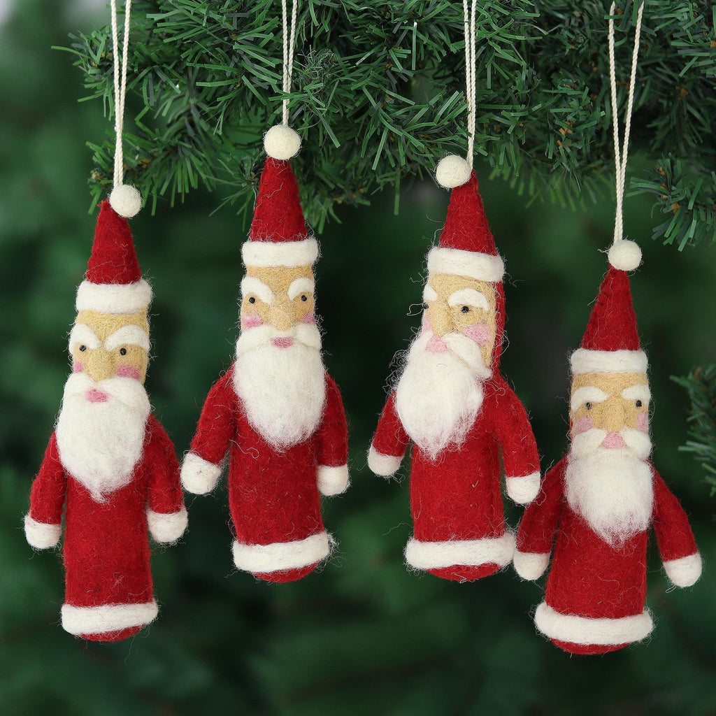 Wool Ornaments - Set of 4 - Santa Greetings
