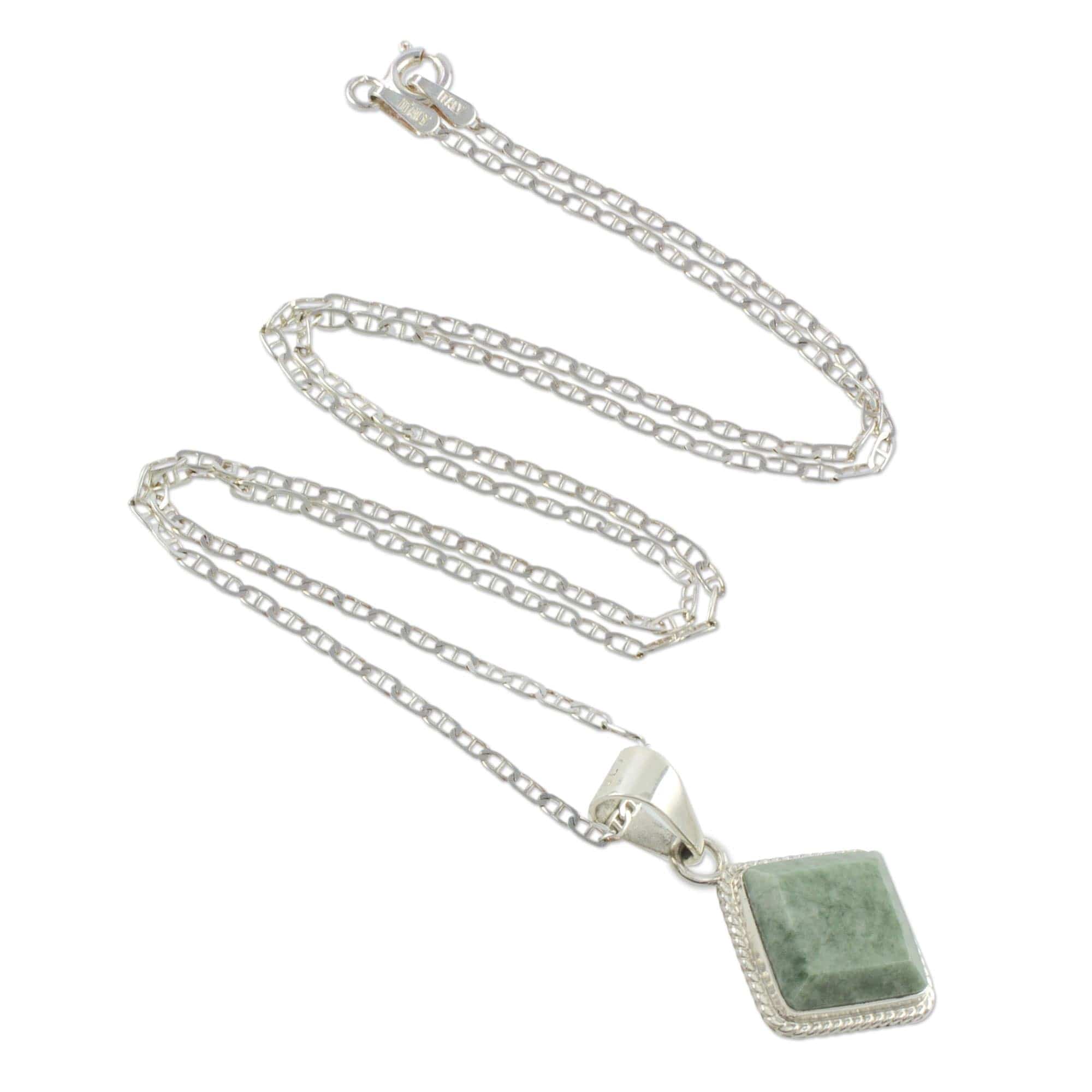 Artisan Crafted Jade and Sterling Silver Necklace - Maya Wisdom