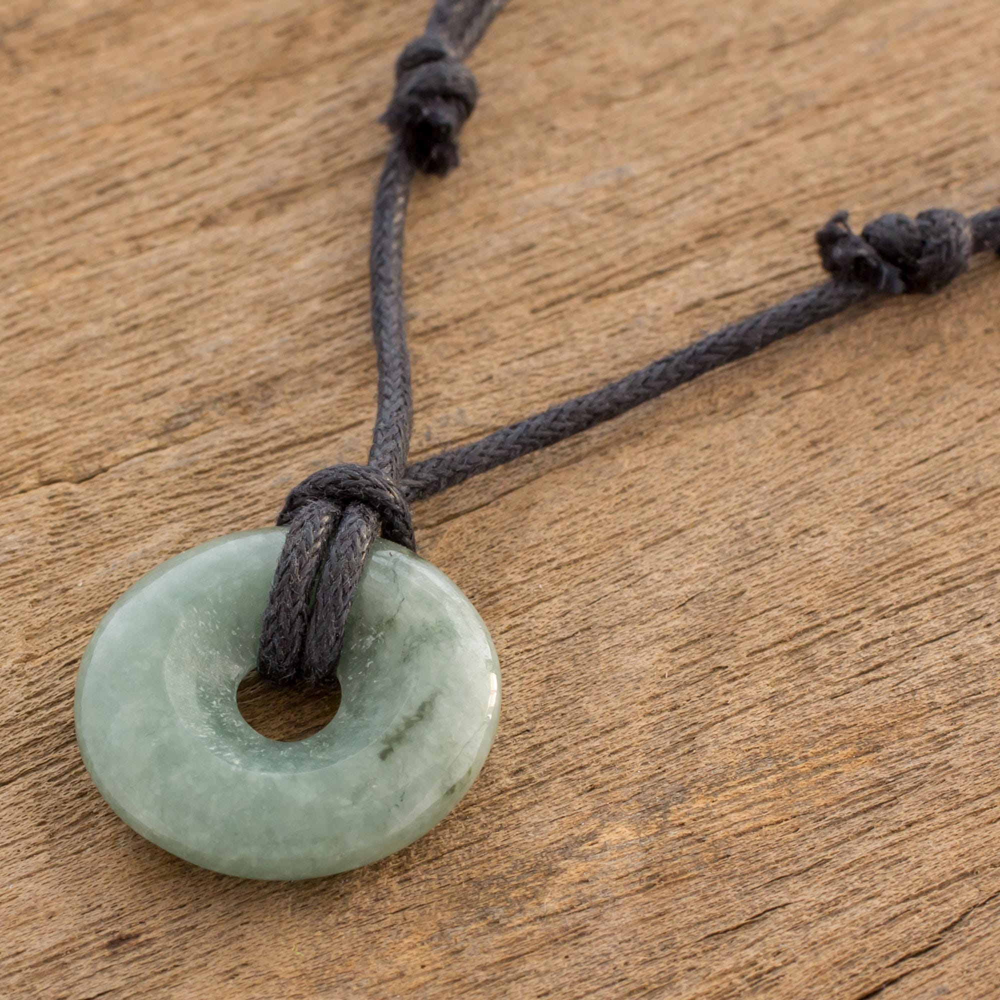 Light Green Circular Jade Pendant Necklace from Guatemala - Mayan Circle of Love