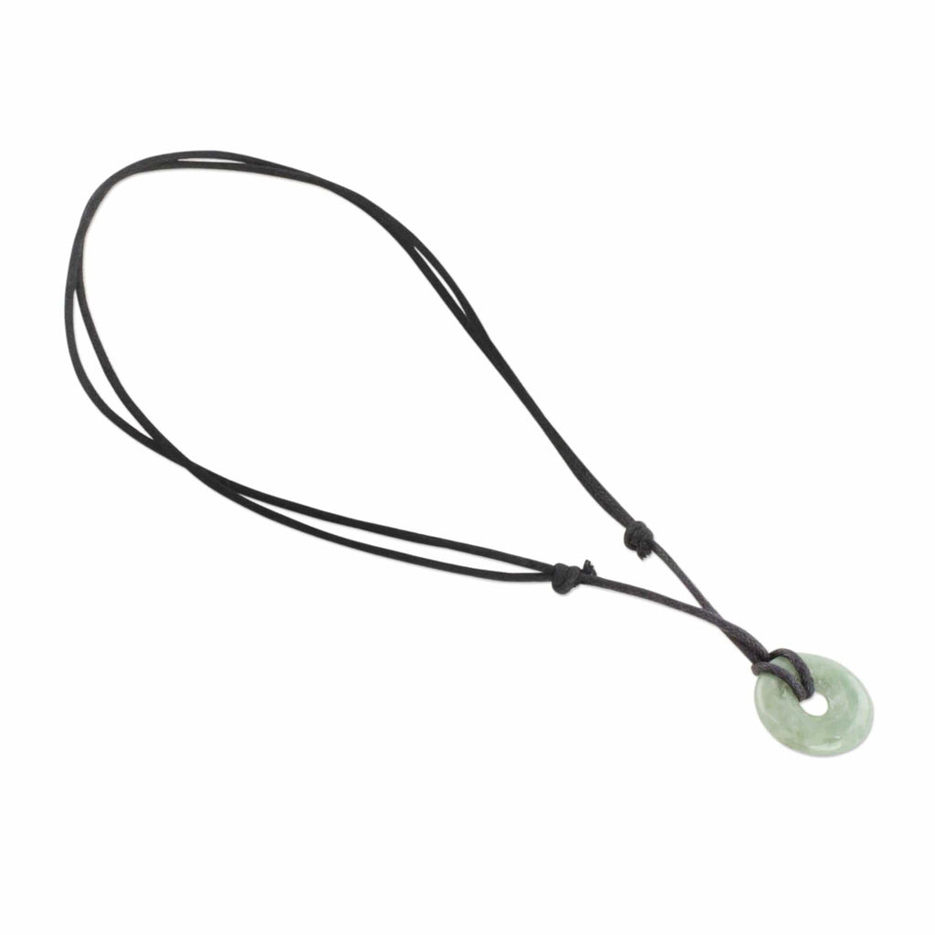 Light Green Circular Jade Pendant Necklace from Guatemala - Mayan Circle of Love
