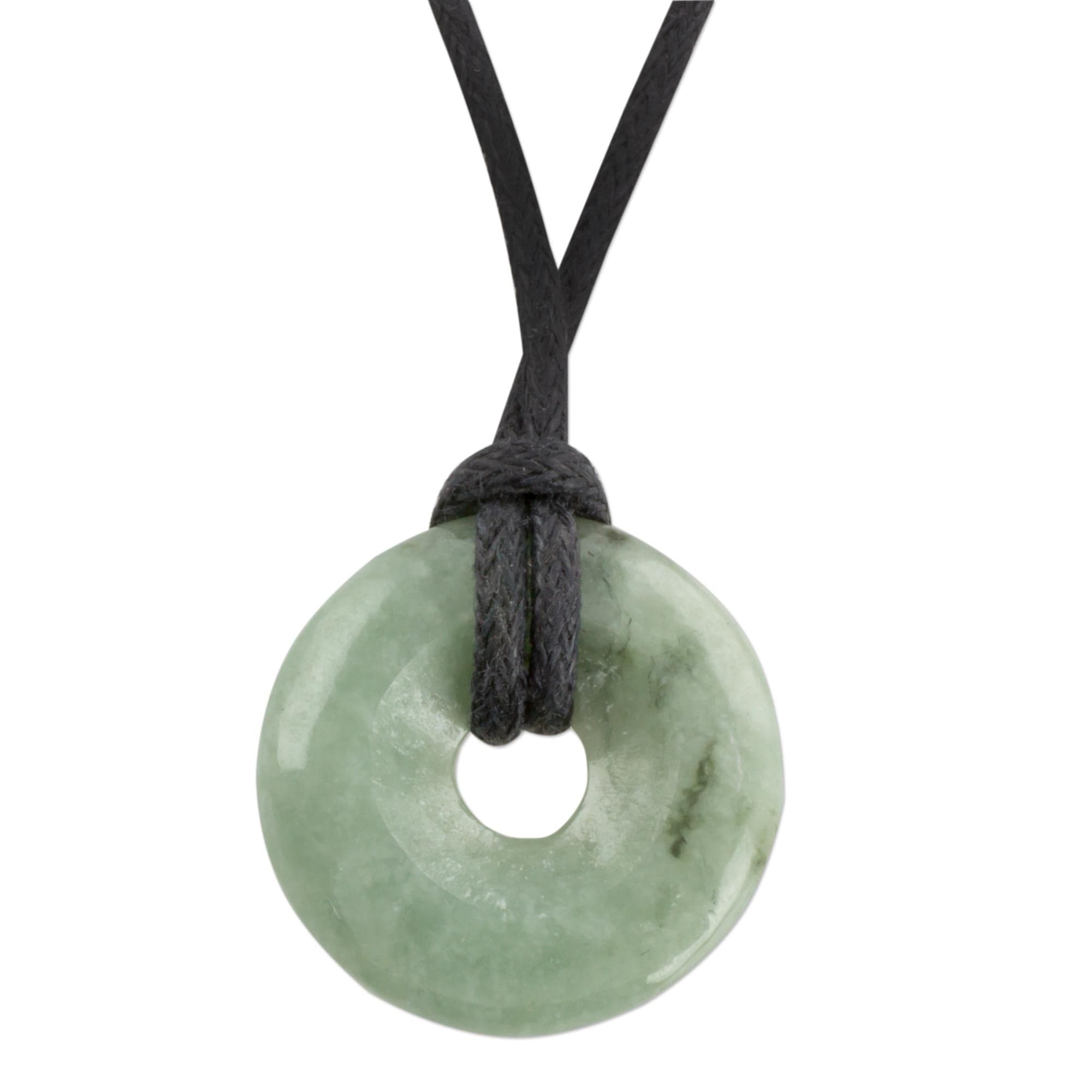 Light Green Circular Jade Pendant Necklace from Guatemala - Mayan Circle of Love