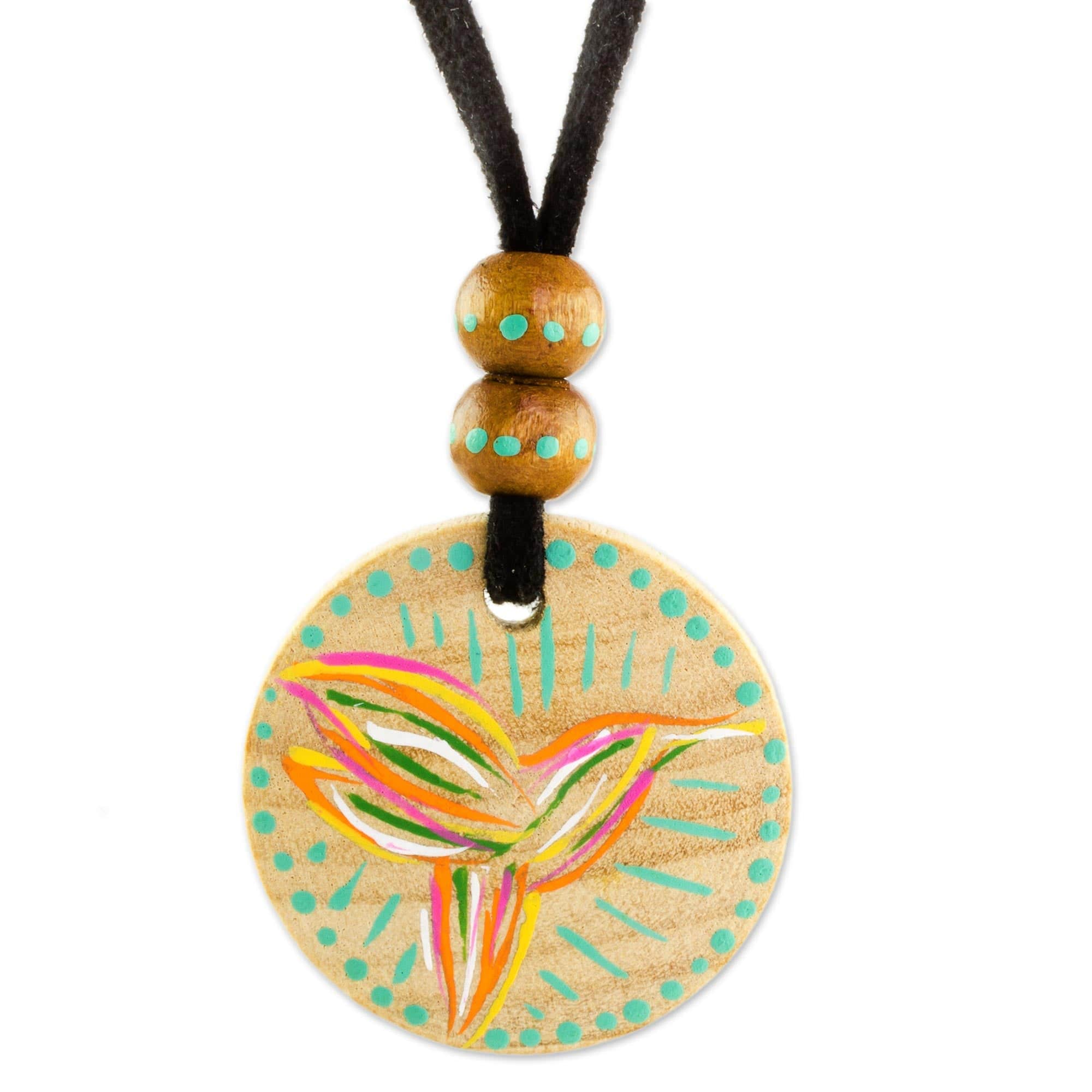 Bird-Themed Pinewood Pendant Necklace - Messenger of Fortune