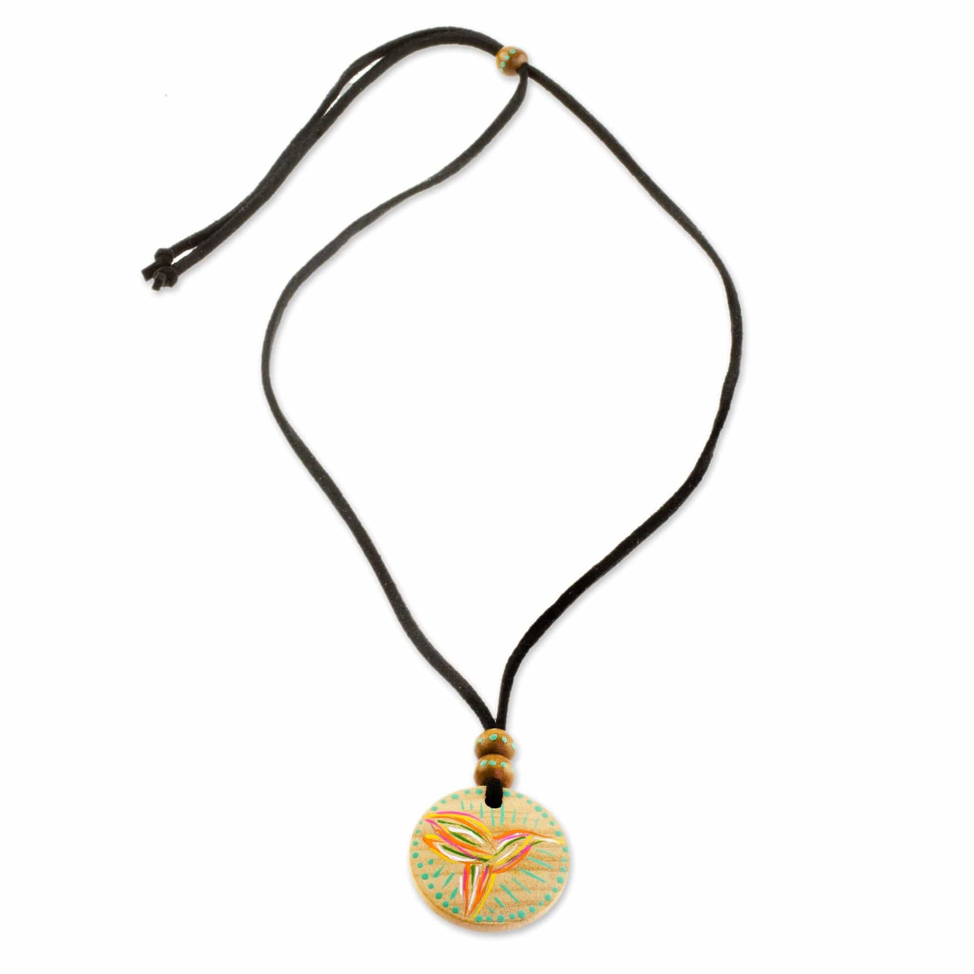 Bird-Themed Pinewood Pendant Necklace - Messenger of Fortune