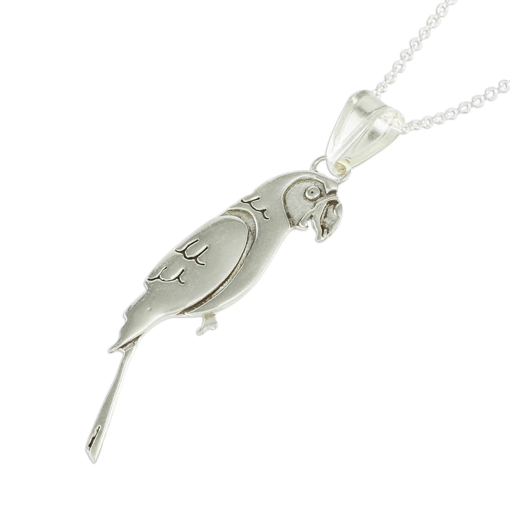 Sterling Silver Costa Rican Macaw Pendant Necklace - Cloud Forest Macaw