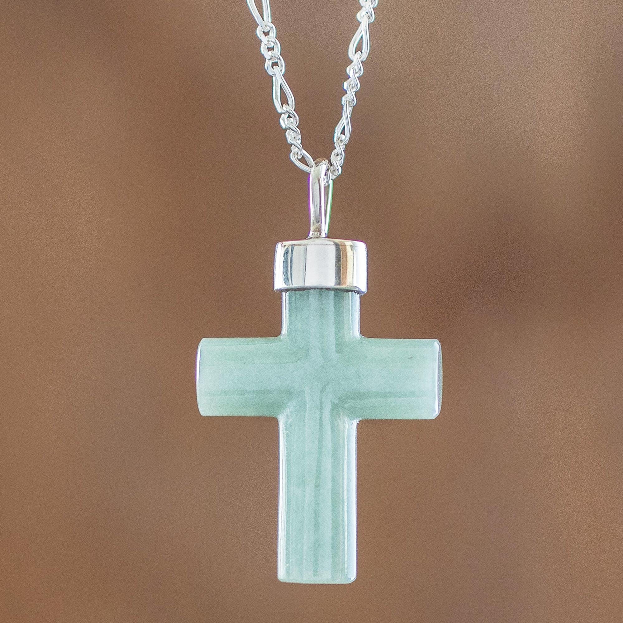 Light Green Cross Pendant Necklace - Zacapa Faith in Light Green