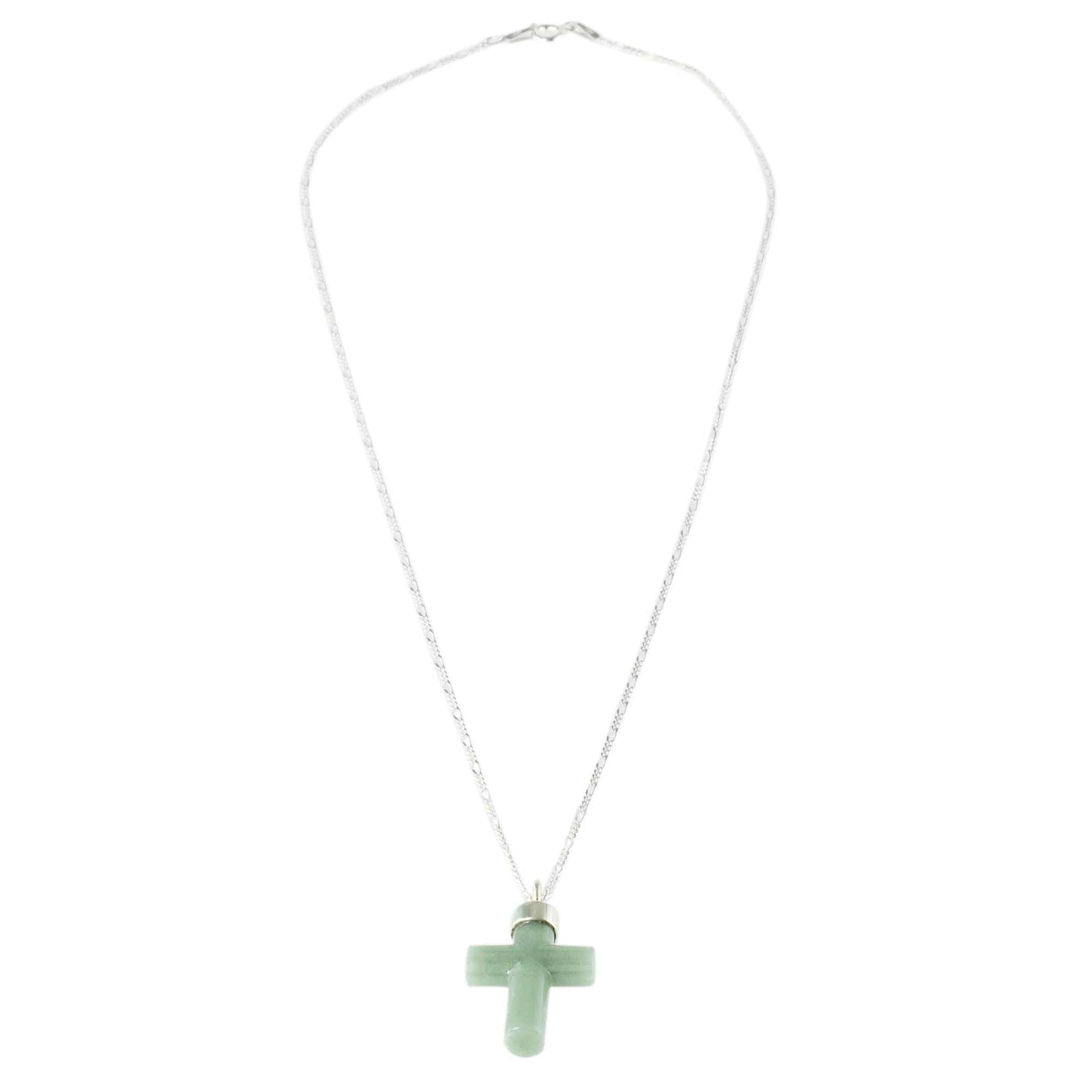 Light Green Cross Pendant Necklace - Zacapa Faith in Light Green