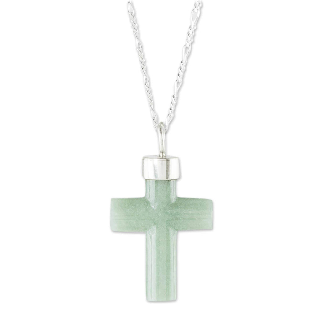 Light Green Cross Pendant Necklace - Zacapa Faith in Light Green