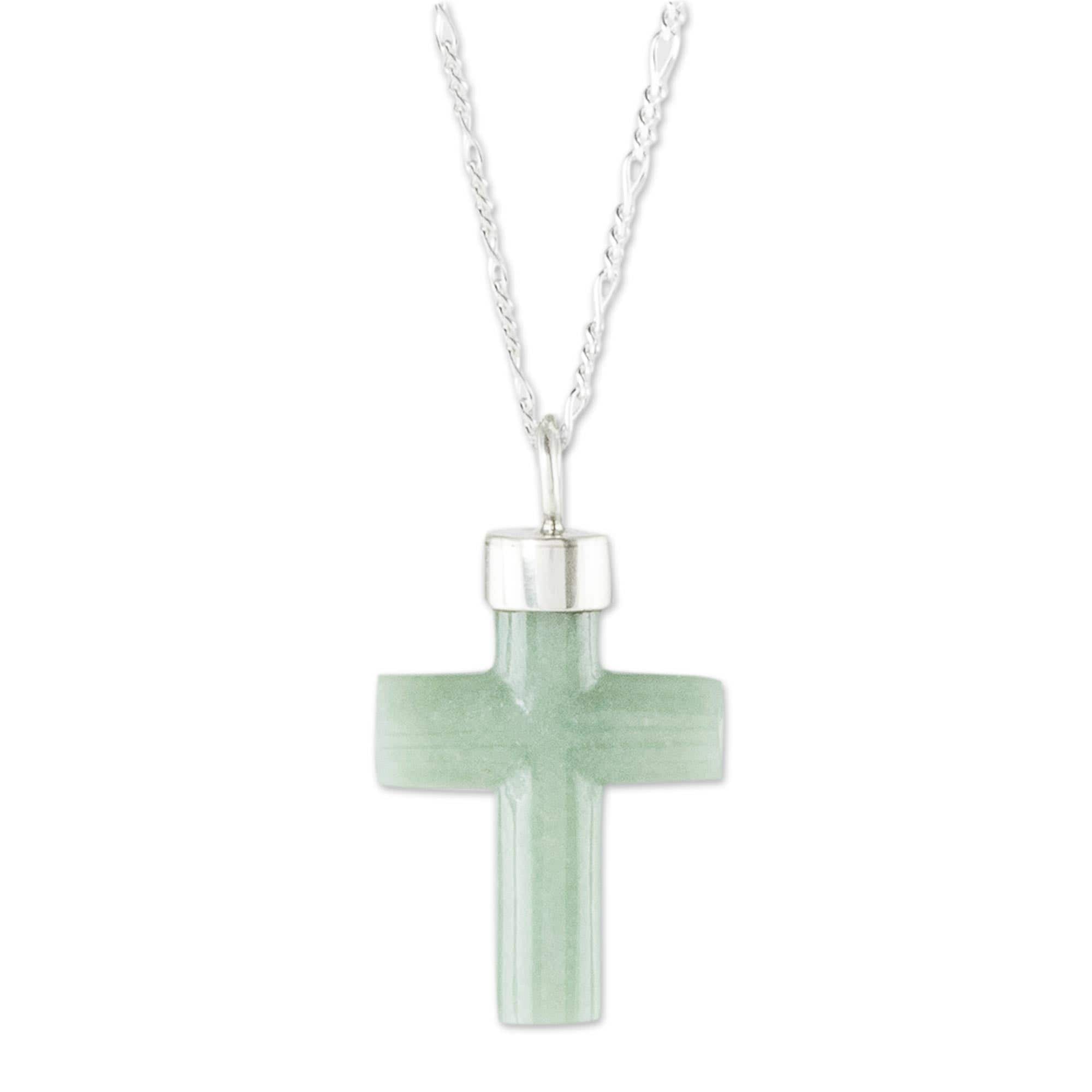 Light Green Cross Pendant Necklace - Zacapa Faith in Light Green