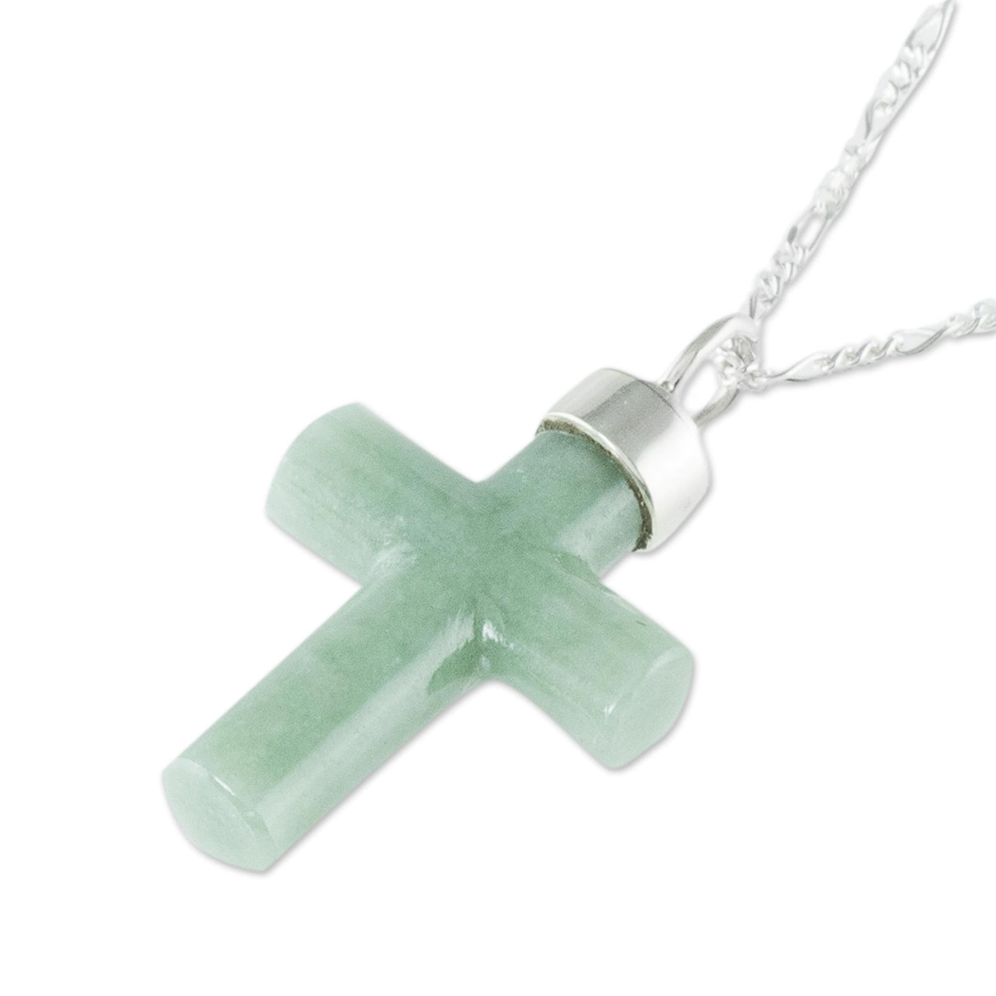 Light Green Cross Pendant Necklace - Zacapa Faith in Light Green