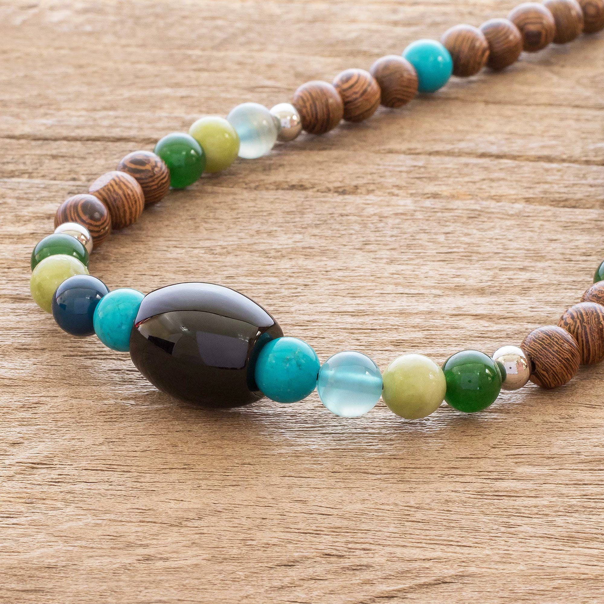 Mixed Beaded Necklace from Costa Rica - Corcovado Color