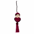 Embroidered Wool Ornament - Frida's Burgundy Heart